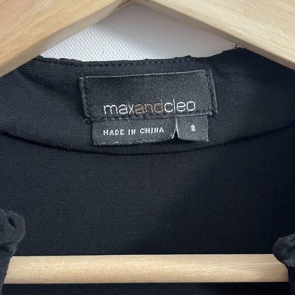 Max and Cleo Dress Womens 8 Black Ruffle Button Back Tie Dress - Picture 4 of 10